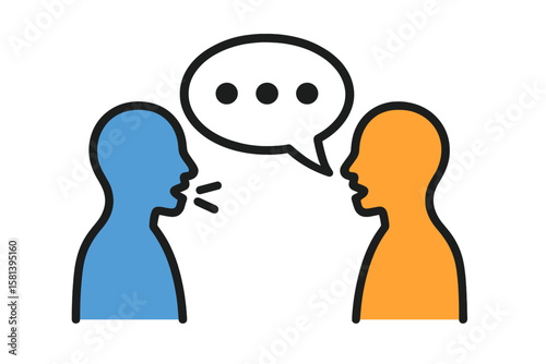 People talking and speaking communication, dialogue conversation vector illustration, transparent background, social interaction, human silhouettes, chat bubble, discussion