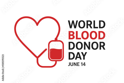 World Blood Donor Day June 14th, Donate Blood Concept with Heart Line Tape, Blood Donation Vector Illustration, Transparent PNG and Vector Graphic