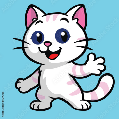 Illustration of a cat showing cute and adorable movements.