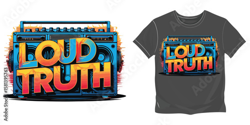 Radio Music Loud Truth typo Design for dtf print