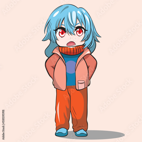 Cute characters with cute styles, wearing warm clothes.