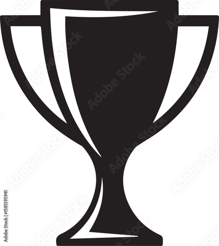Simple trophy icon in black silhouette representing victory and awards