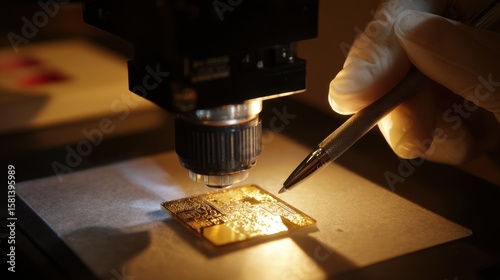 Laser engraving machine etching serial number on gold pendant