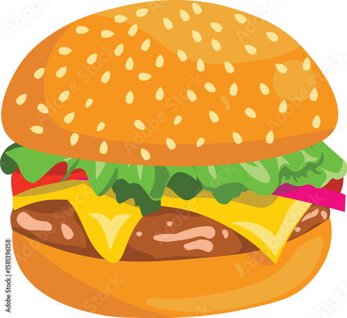 Vector illustration of burger food on white background.