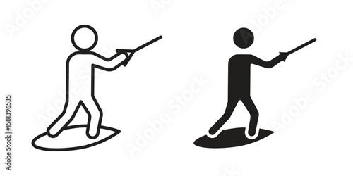 Wakeboarding icon design element. Editable stroke. Vector