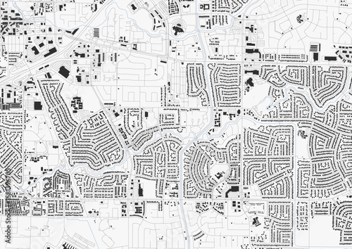 Vector map of Vacaville, CA: detailed building footprints, clear highway network, and prominent local waterways (creeks/reservoirs).