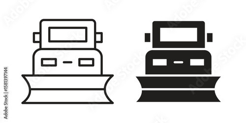 Snowplow icon design element. Editable stroke. Vector