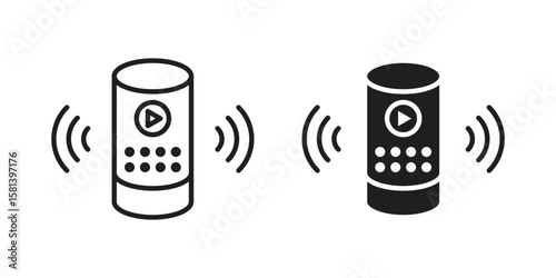 Smart speaker icon design element. Editable stroke. Vector