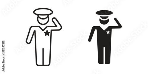 Salute icon design element. Editable stroke. Vector