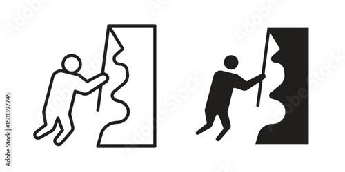 People Climbing icon design element. Editable stroke. Vector