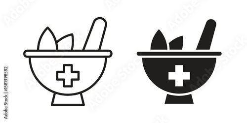 Herbal medicine icon design element. Editable stroke. Vector
