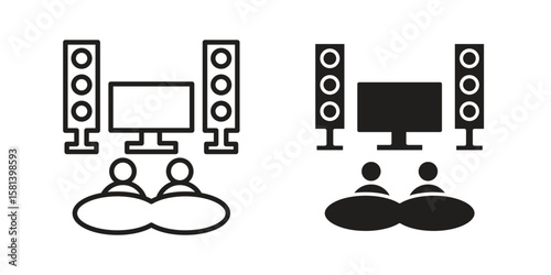 Home cinema icon design element. Editable stroke. Vector