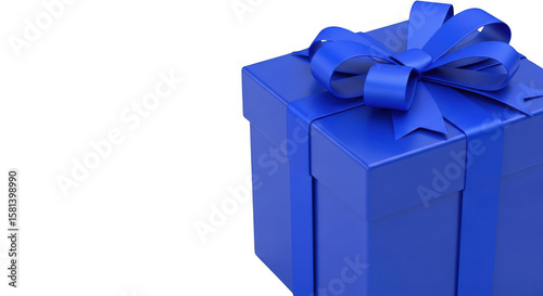 A stunning royal blue gift box tied with a matching satin ribbon and a perfect bow creating a festive and elegant surprise for any special occasion celebration or holiday event