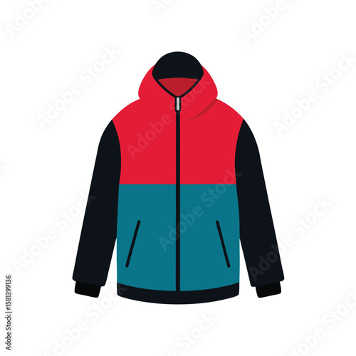 winter jacket vector with red scarf 