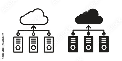 Data center icon design element. Editable stroke. Vector