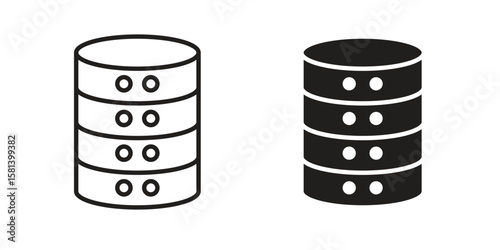 Cylinder database icon design element. Editable stroke. Vector
