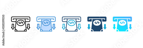 Atm icon set multiple style collection