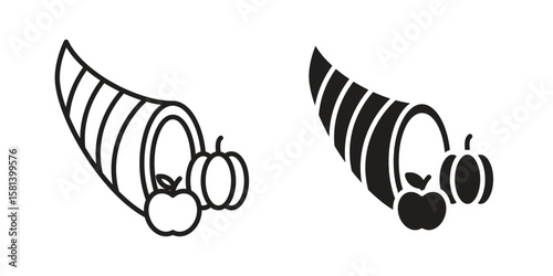 Cornucopia icon design element. Editable stroke. Vector