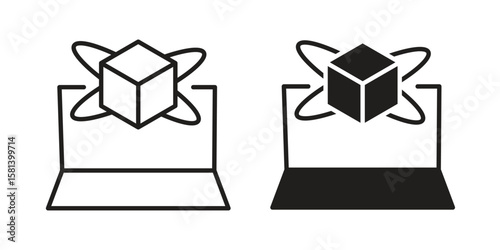 Computer simulation icon design element. Editable stroke. Vector