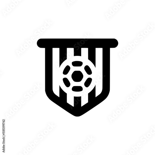 Vertical award banner icon with a soccer ball representing sports recognition, tournament badge, or athletic honor