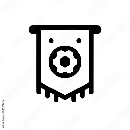 Dripping banner with soccer ball icon representing vintage sports emblem, team identity, or fan decoration