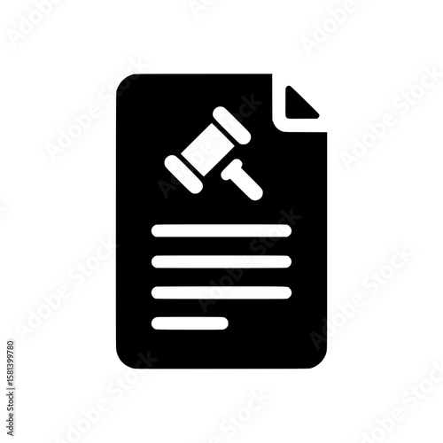 Icon of a legal paper with a corner fold and gavel symbol representing official law files or court records