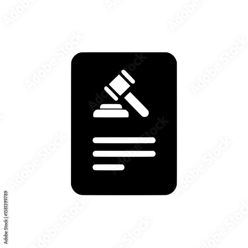 Icon of a legal document with a gavel symbol representing law, policy, or court-related paperwork