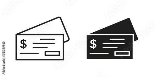 Cheque icon design element. Editable stroke. Vector
