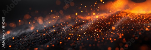 Vibrant orange tech sparks on dark background illustrating dynamic connections