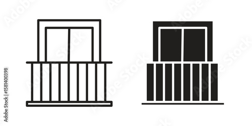 Balcony icon design element. Editable stroke. Vector