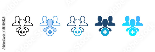 Medical Team icon set multiple style collection