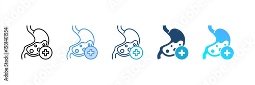 Gastroenterology icon set multiple style collection
