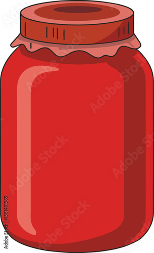 Red Jam Jar Illustration – Glass Preserve Container Vector Clipart