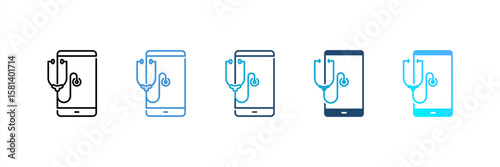 Telemedicine icon set multiple style collection