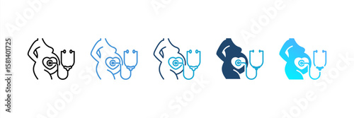 Prenatal Care icon set multiple style collection