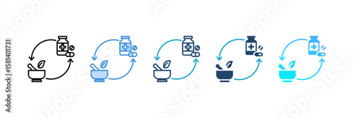 Alternative Medicine icon set multiple style collection