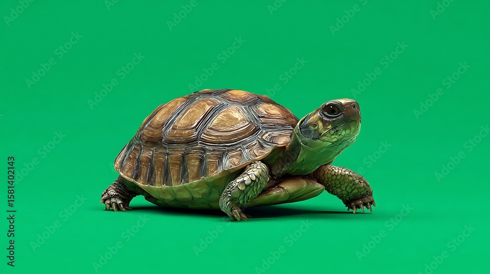 Obraz premium Turtle on Green Background