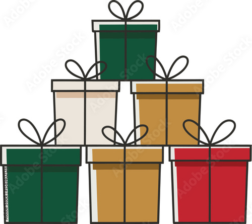 Stacked Gift Boxes Illustration – Holiday Present Package Vector Design