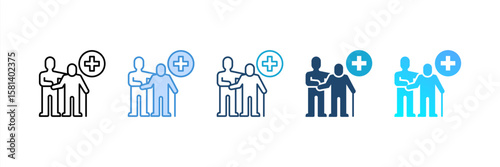 Geriatrics icon set multiple style collection