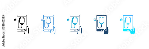 Telemedicine icon set multiple style collection