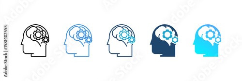 Psychiatry icon set multiple style collection