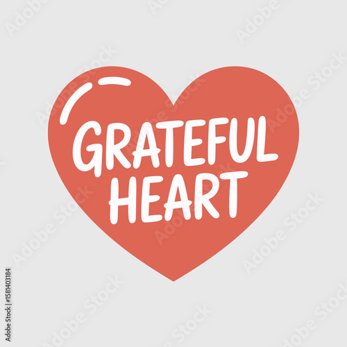 Grateful heart illustration in hand-drawn style for Thanksgiving day  