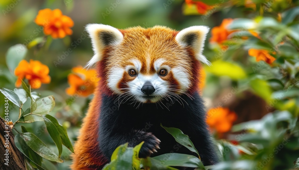 Majestic Red Panda Amidst Blossoms Majestic Red Panda Amidst Blossoms