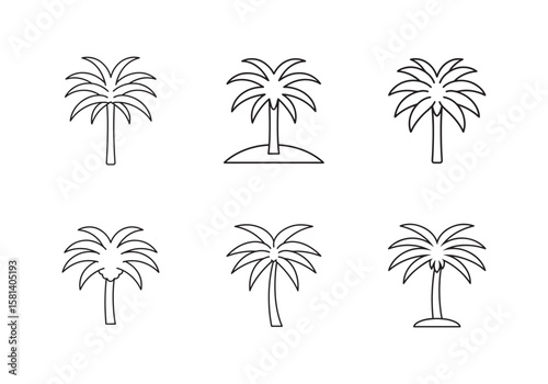 date palm grove icon line art vector illustration