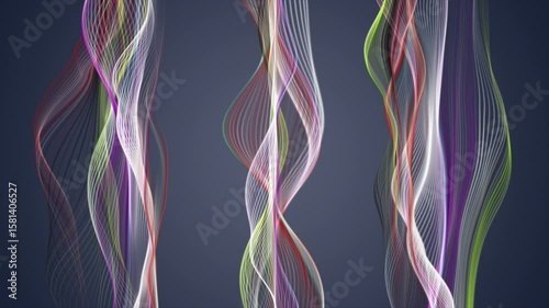 Fantastic video animation with particle wave object in slow motion, 4096x2304 loop 4K