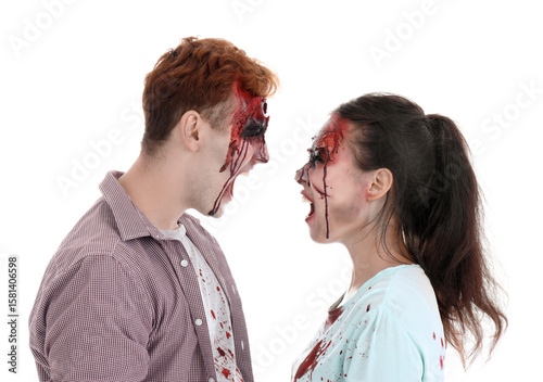 Scary zombies on white back...