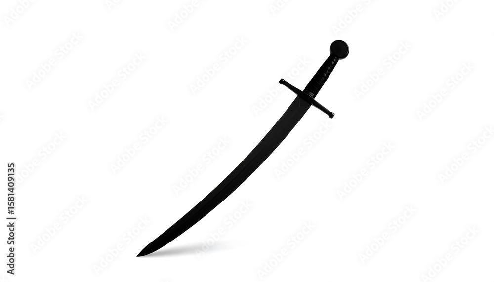 Fototapeta premium Black sword on white background