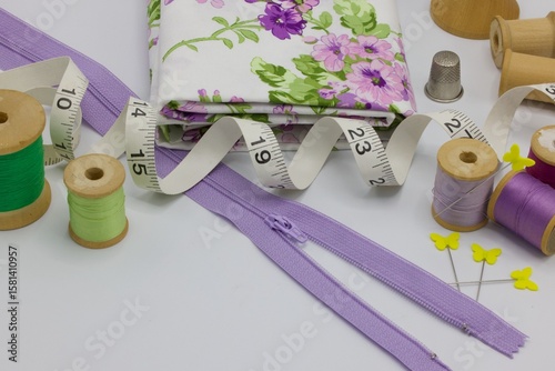 sewing in lilac floral hues