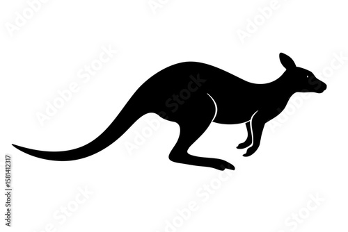 Jumping kangaroo animal wildlife black silhouette vector illustration