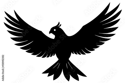 Majestic eagle with spread wings black silhouette vector illustration